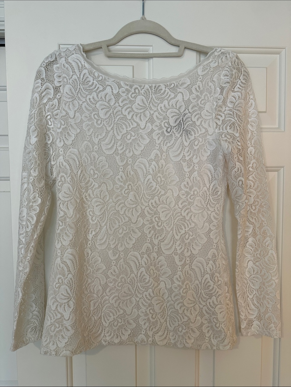 White House Black Market- Lace Long-Sleeve Top - Ivory